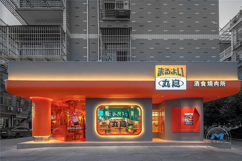 日式酒食燒肉所餐廳裝修設(shè)計(jì)門(mén)牌正門(mén)效果圖