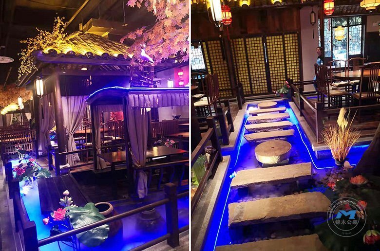 特色湘菜館餐廳裝修設計卡座隔斷效果圖