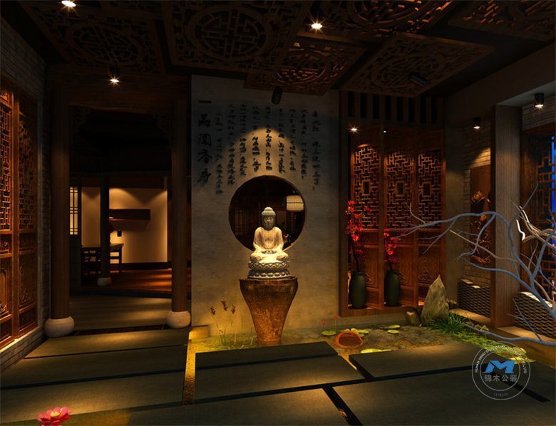 現(xiàn)代中式茶樓裝修設(shè)計(jì)效果入門(mén)處