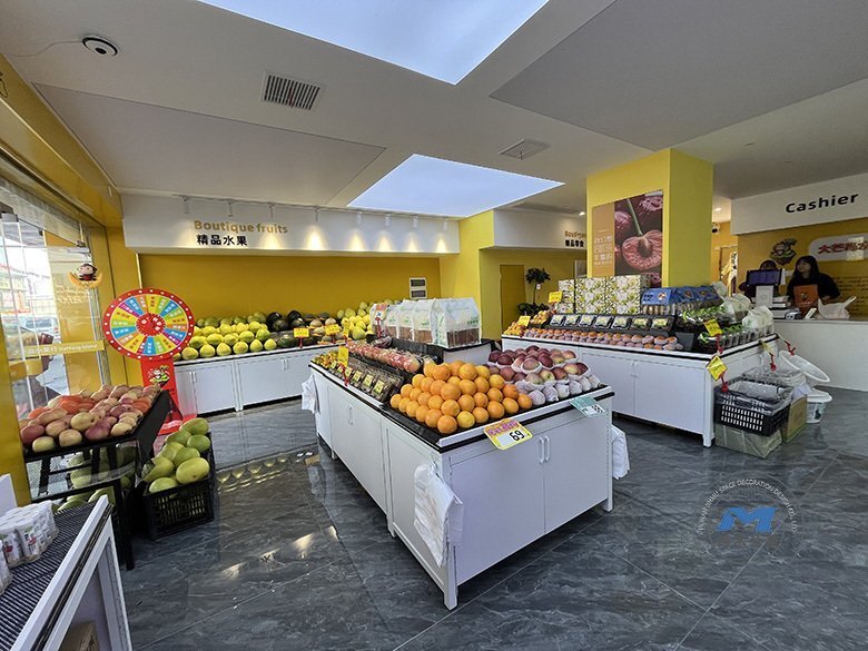 現(xiàn)代水果零食連鎖店裝修設計效果店內實景動線